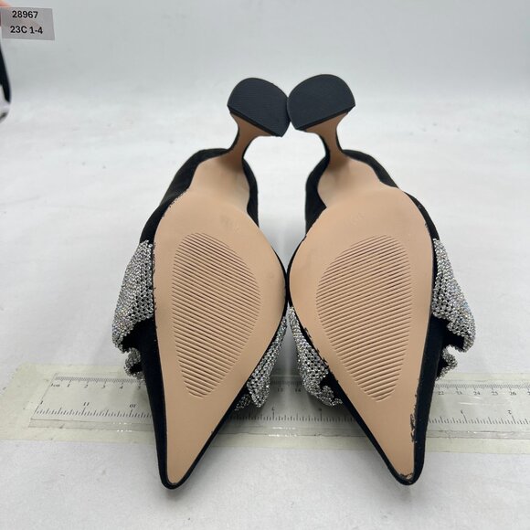 YDN Black Pointed Toe Slip on Pumps Special High Heel Shoe Party Prom Dress Lady - Picture 7 of 8